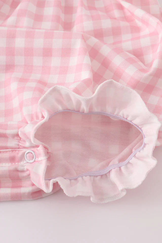 Pink plaid princess embroidered bubble