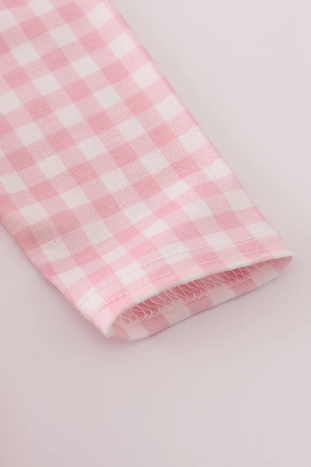 PINK PRINCESS CASTLE EMBROIDERY GINGHAM BLOOMER SET