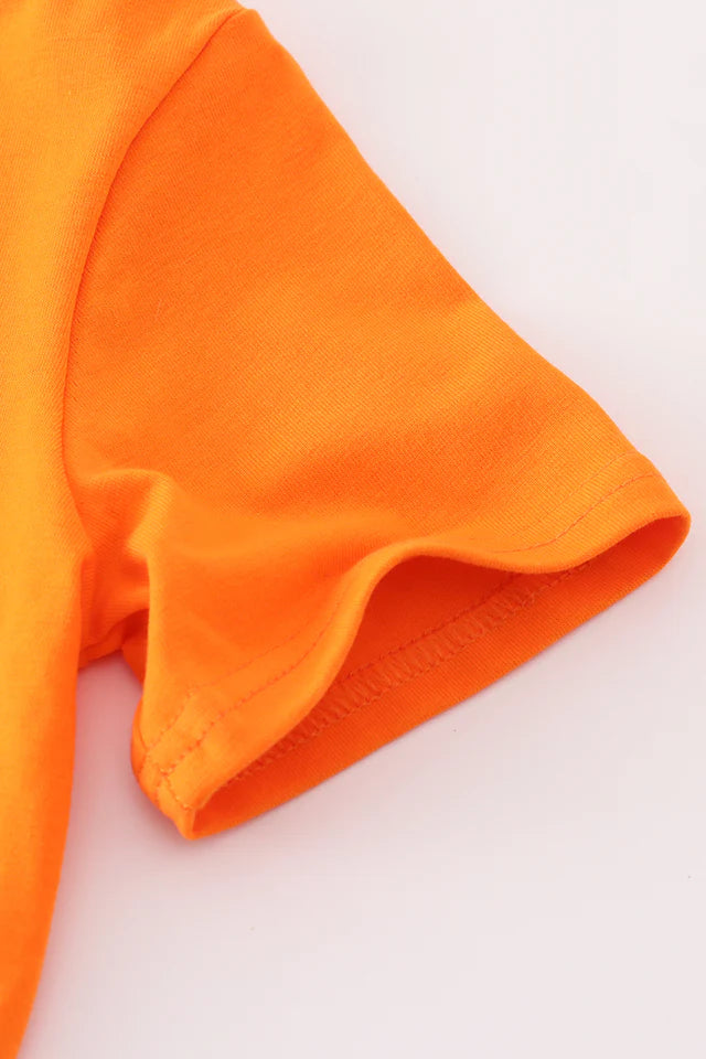 ORANGE HALLOWEEN BLUEY FRENCH KNOT TOP