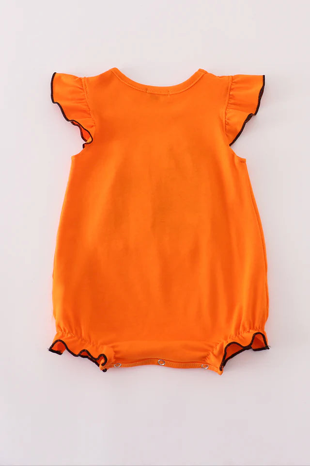 ORANGE HALLOWEEN BLUEY FRENCH KNOT RUFFLE BUBBLE