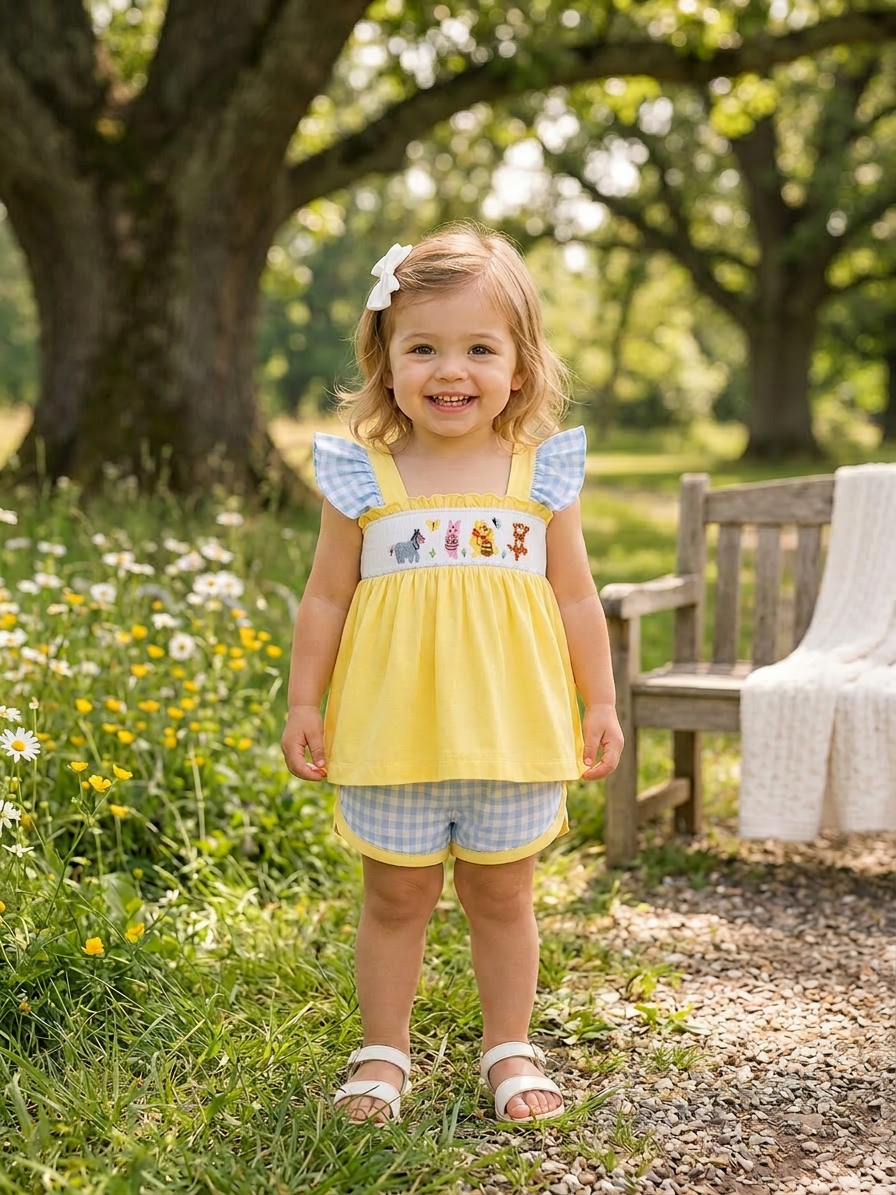Pooh and Friends Handsmocked short Set