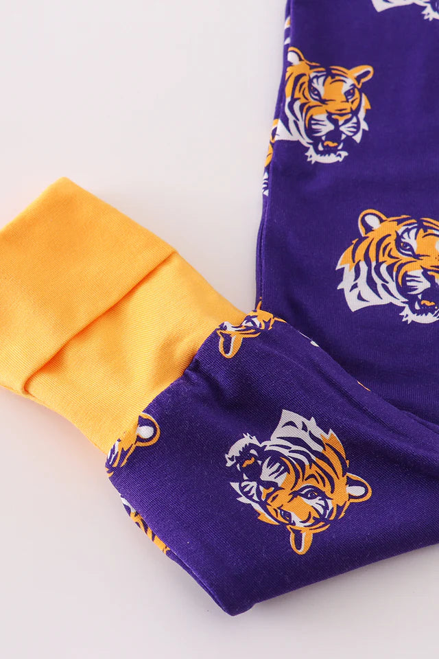 PURPLE LSU GEAUX TIGER BAMBOO ROMPER