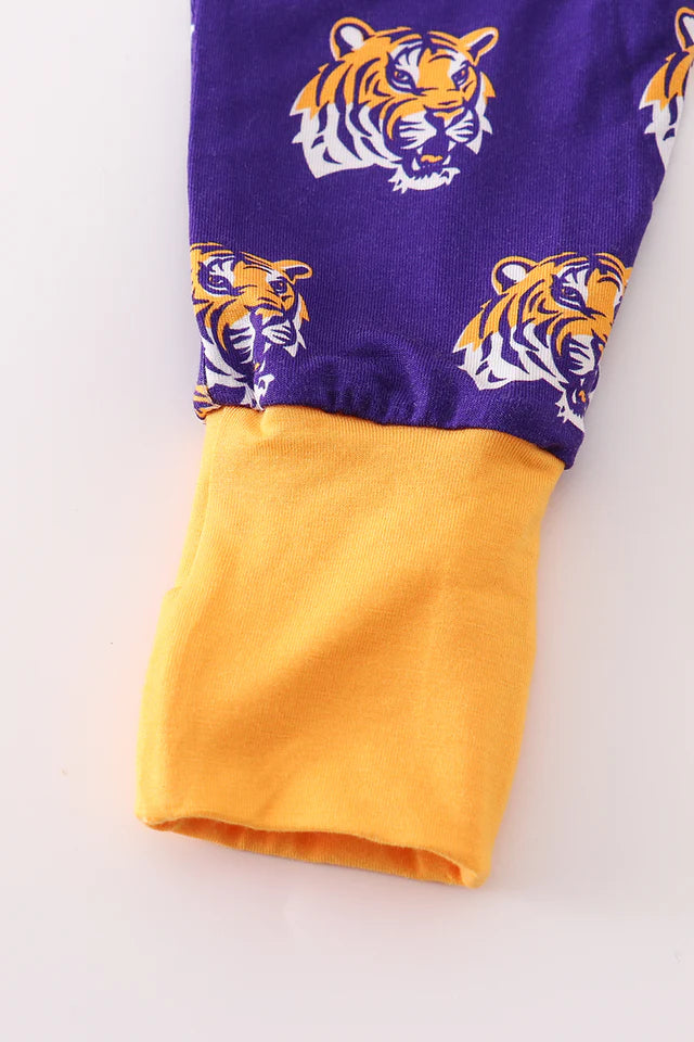 PURPLE LSU GEAUX TIGER BAMBOO ROMPER
