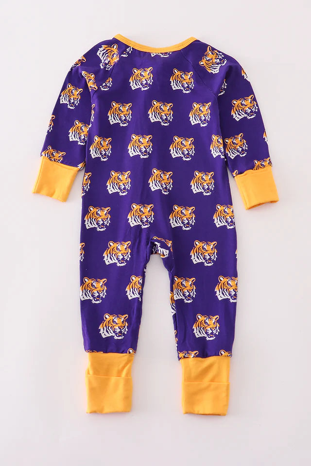 PURPLE LSU GEAUX TIGER BAMBOO ROMPER