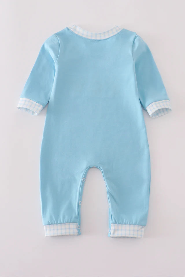 BLUE CHARACTER EMBROIDERY ROMPER