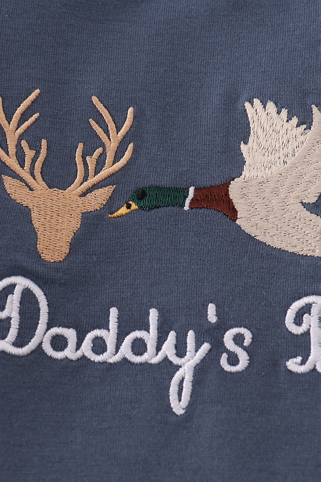 NAVY HUNTING EMBROIDERY ROMPER