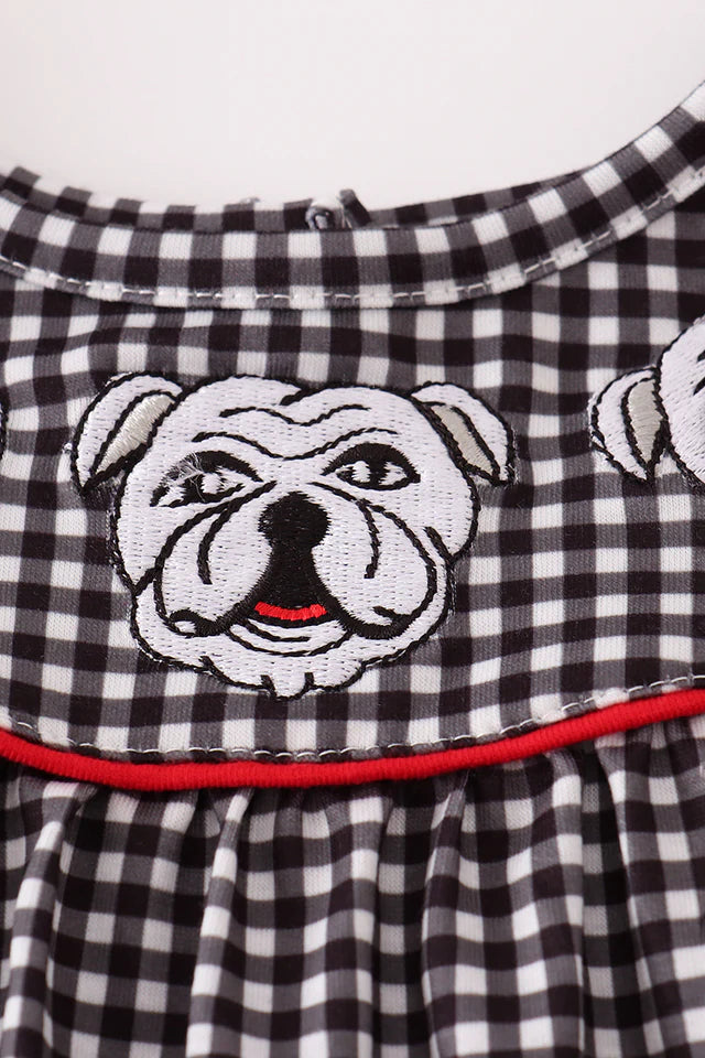 GEORGIA BULLDOG EMBROIDERY PLAID BLOOMER SET