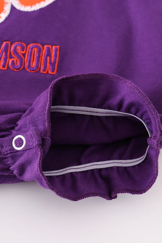PURPLE I LOVE CLEMSON APPLIQUE RUFFLE BUBBLE