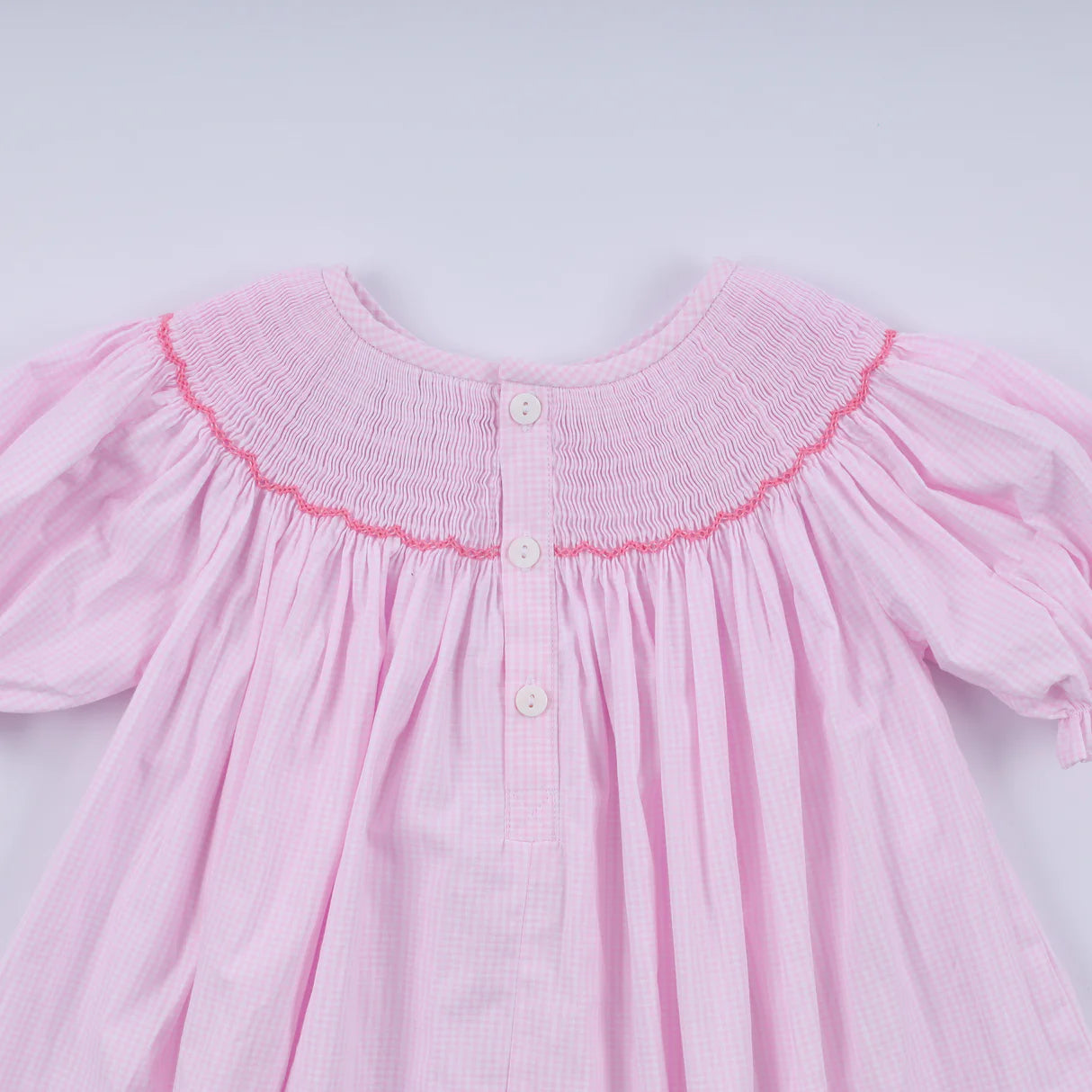 PINK CHRISTMAS TREE HAND SMOCKED DRESS