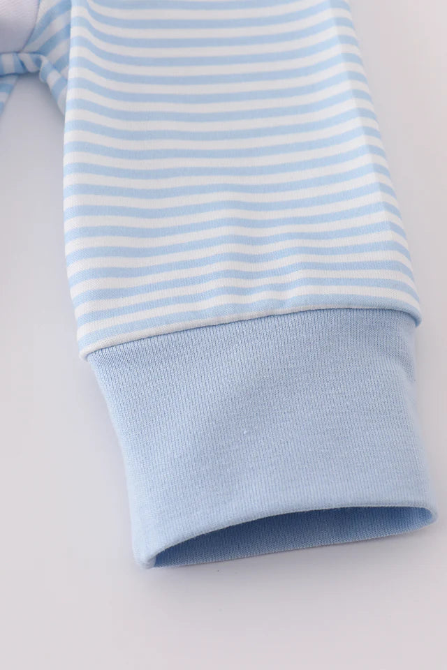 BLUE TURKEY EMBROIDERY STRIPE BUBBLE