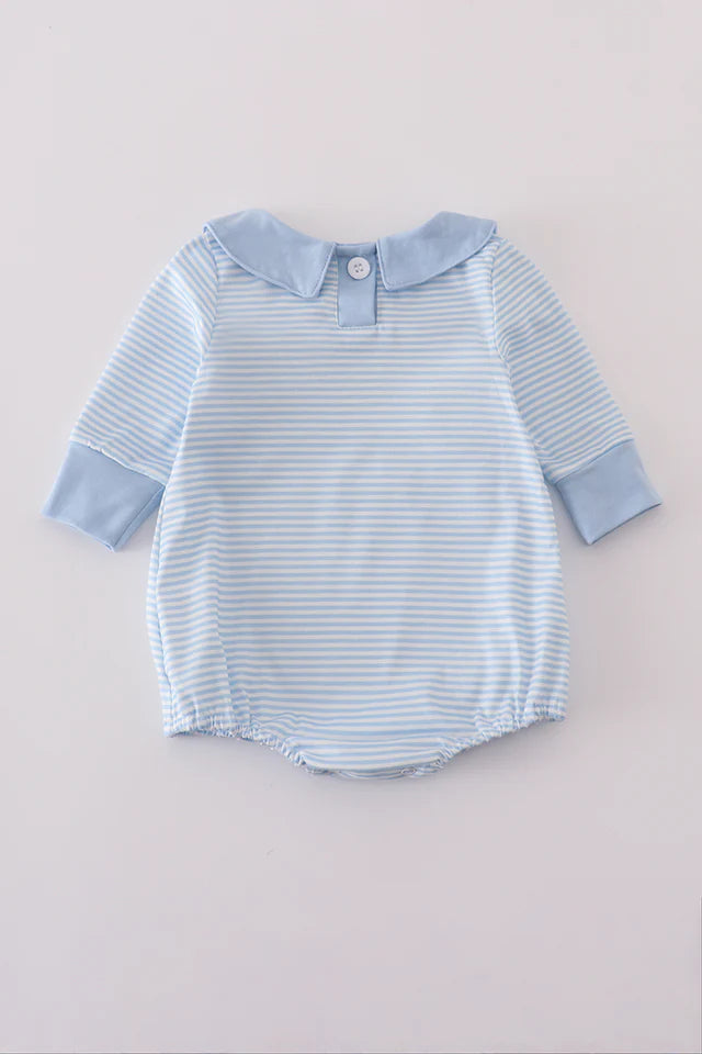 BLUE TURKEY EMBROIDERY STRIPE BUBBLE