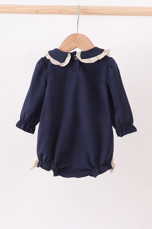 Navy nativity embroidery girl bubble