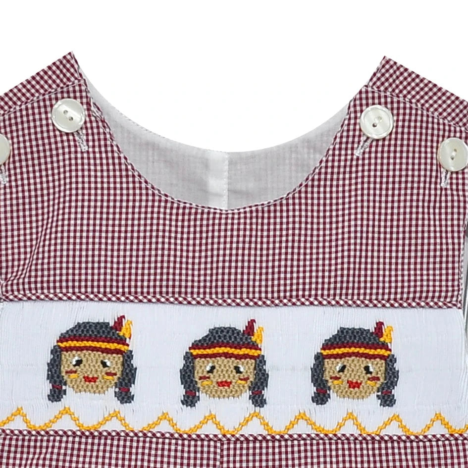 SEMINOLE GArnet/Gold Smocked Shortall