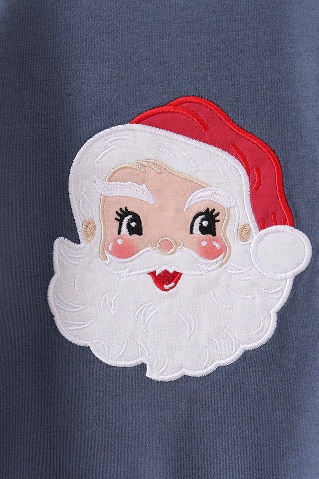 NAVY CHRISTMAS SANTA CLAUS APPLIQUE ROMPER