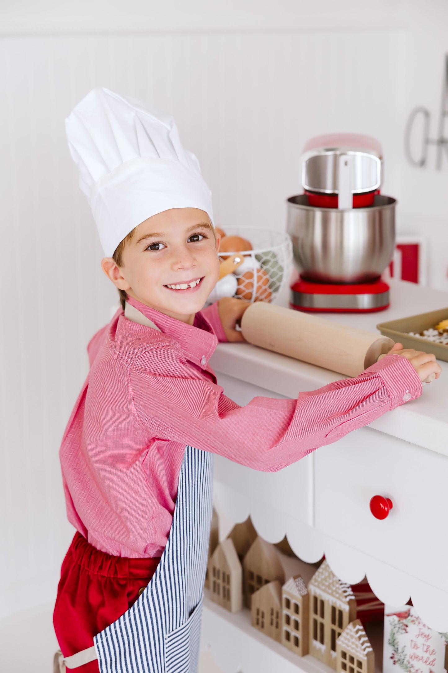 Boys Red Micro Gingham Button down