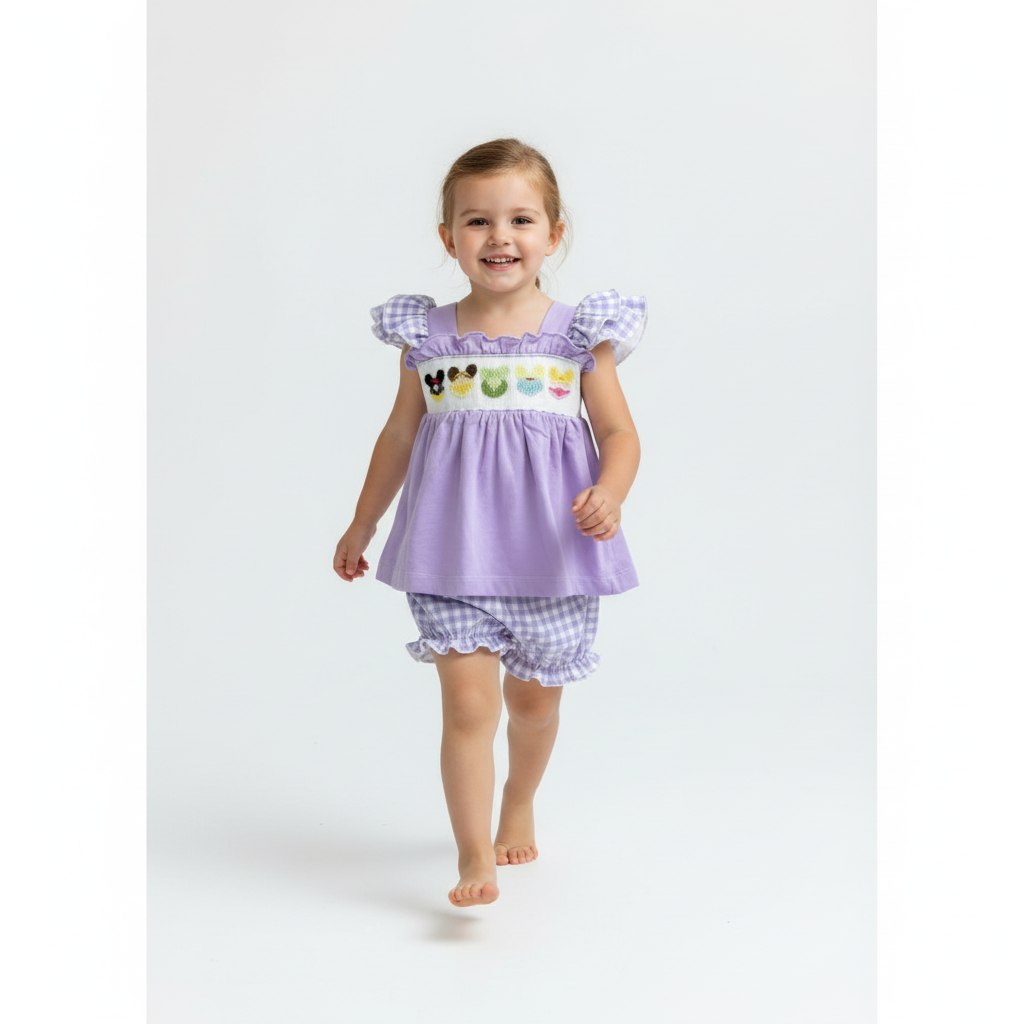 Handsmocked Mouse Princess bloomer set