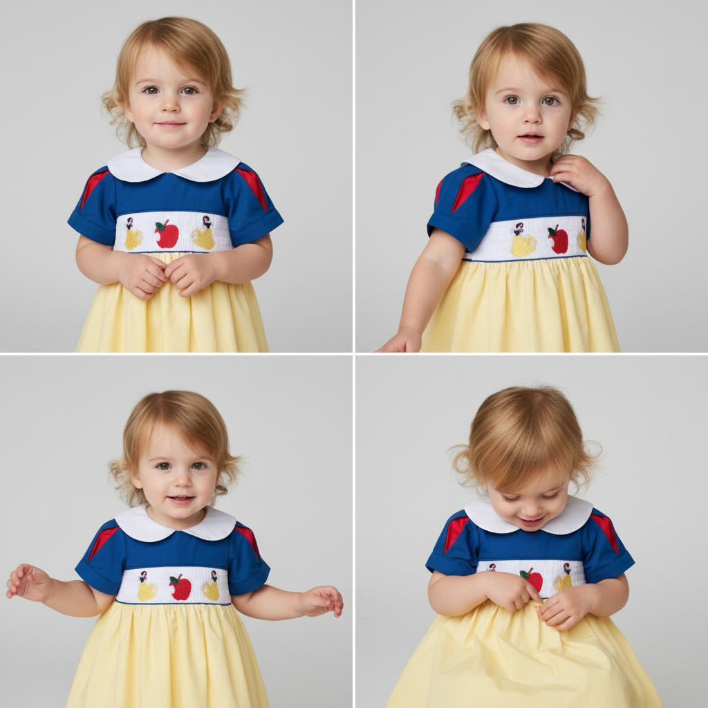 Smocked Snowy White Princess Dress