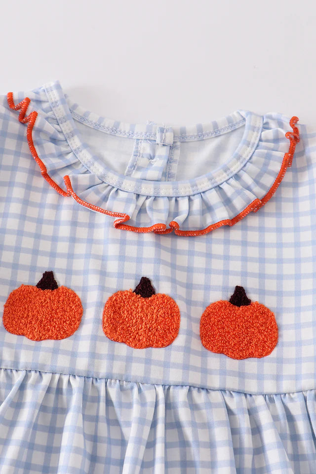 Pumpkin French Knot Plaid Dress