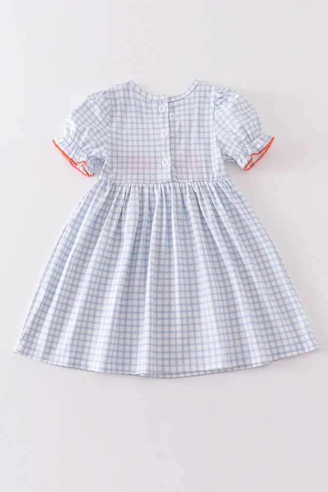 Pumpkin French Knot Plaid Dress