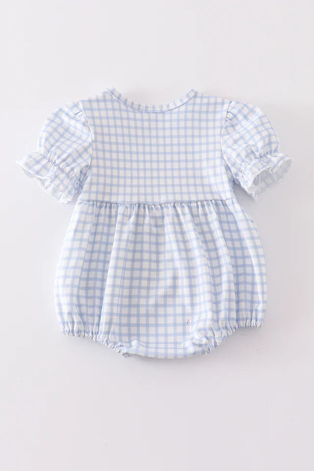 Pumpkin French Knot Plaid Girl Bubble