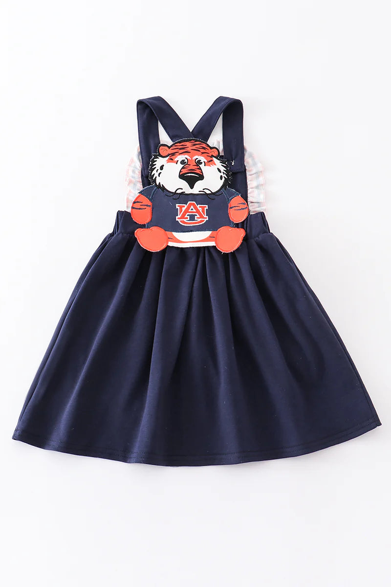 Navy Auburn Girls Applique Game Day Dress