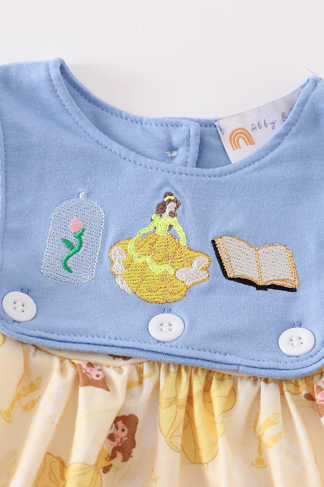 BLUE PRINCESS EMBROIDERY GIRL BUBBLE