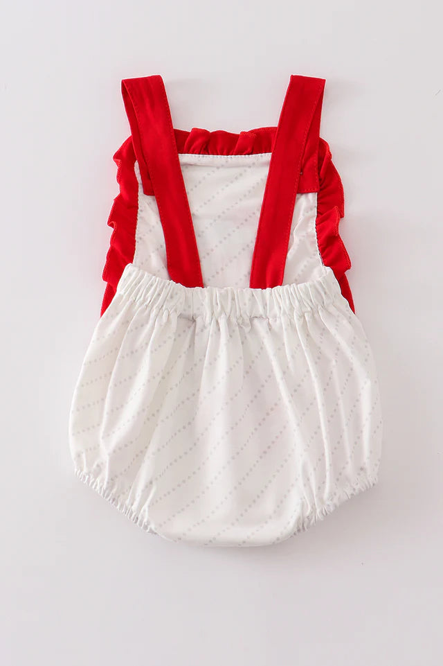 Red fire truck applique girl bubble