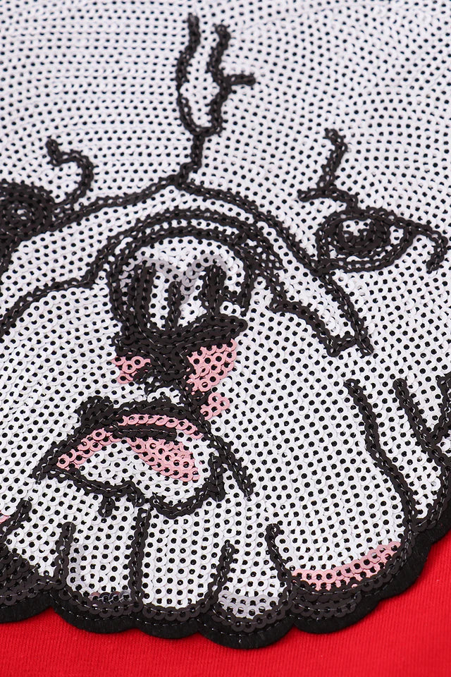 Red bulldog sequin laser skort set
