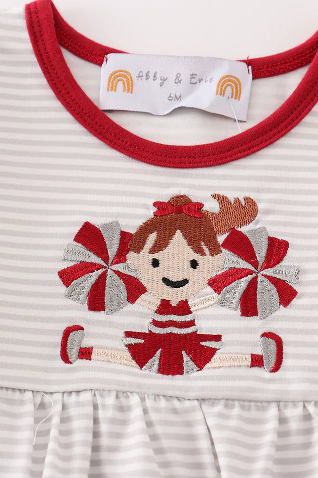 Grey stripe cheer team girl bubble