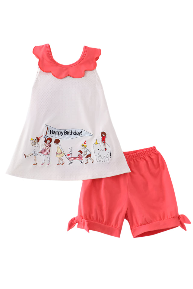 Happy birthday embroidery girl set