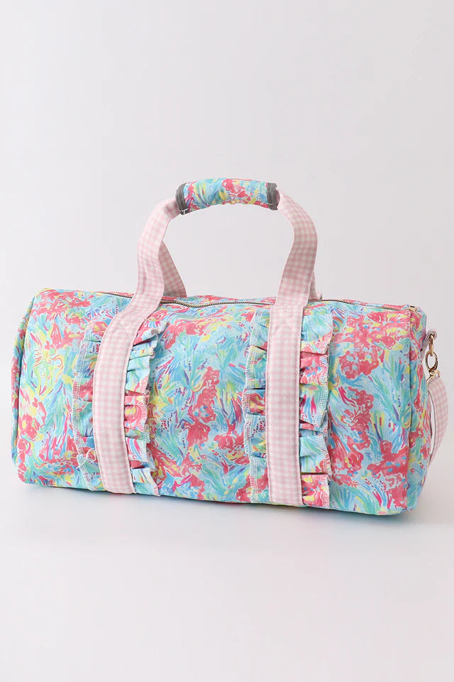 Pink strap floral travel bag