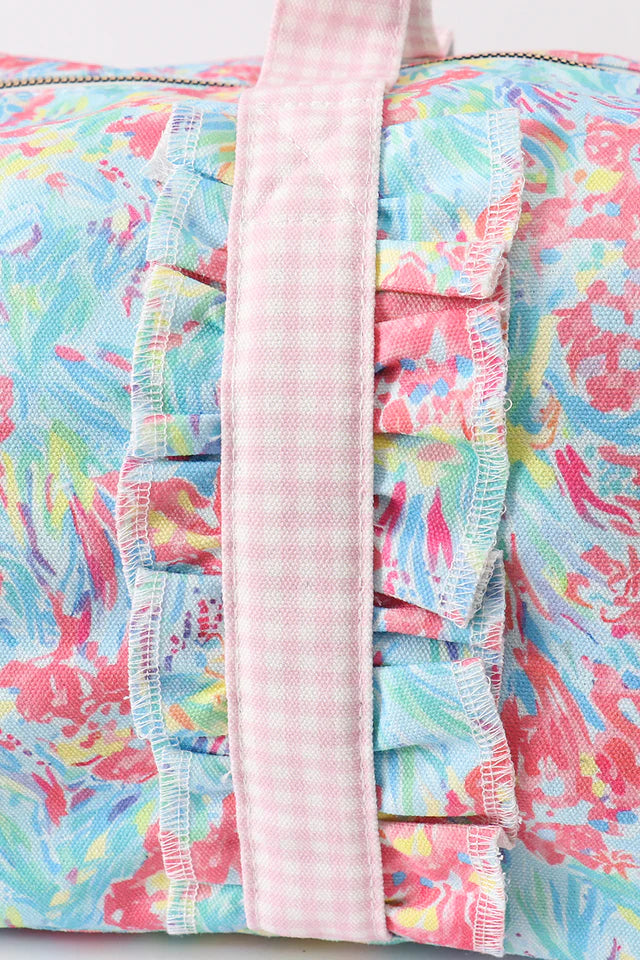 Pink strap floral travel bag