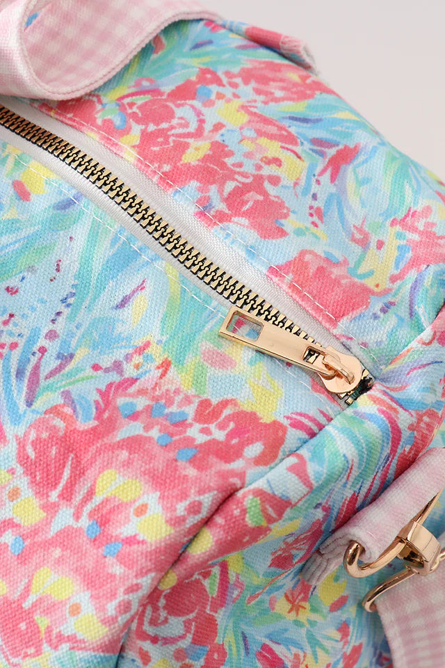 Pink strap floral travel bag