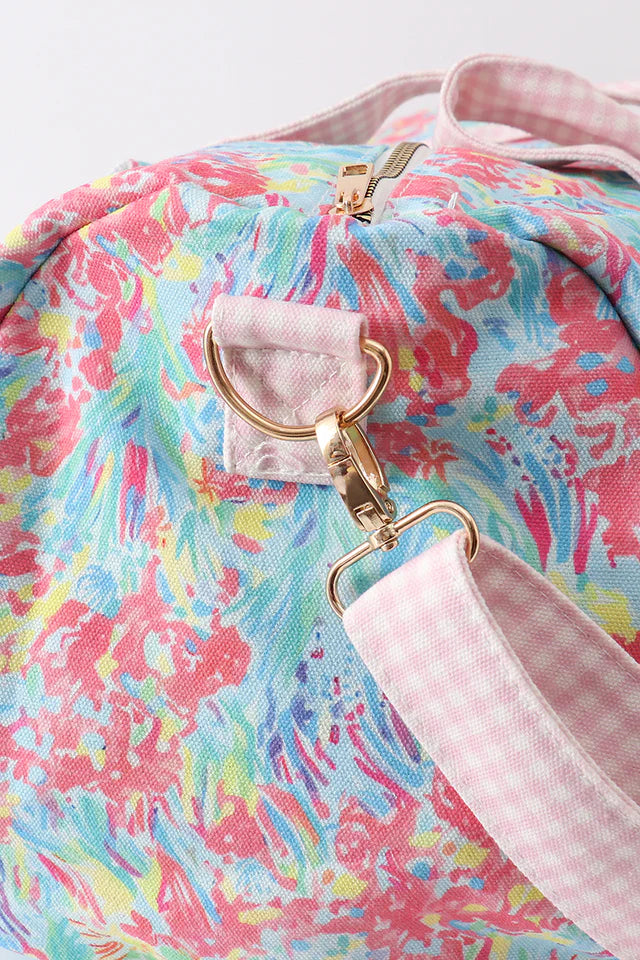 Pink strap floral travel bag