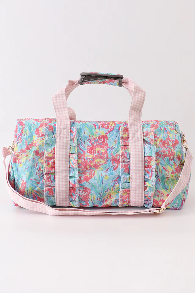 Pink strap floral travel bag