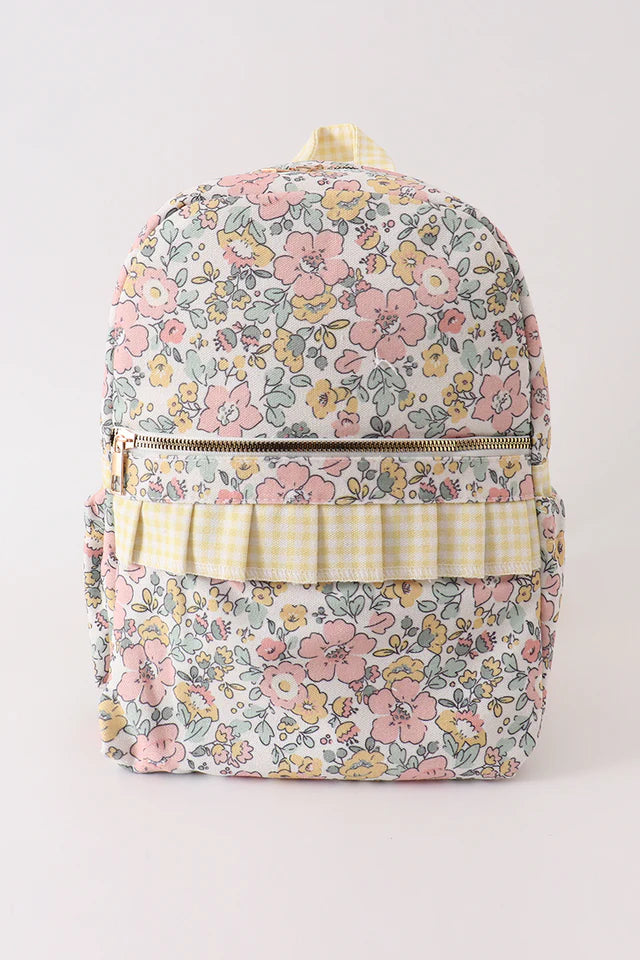 YELLOW FLORAL RUFFLE BACKPACK