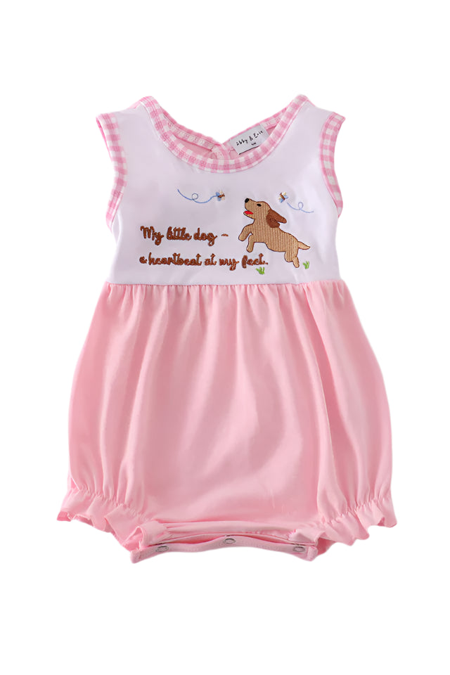 Pink puppy embroidery girl bubble