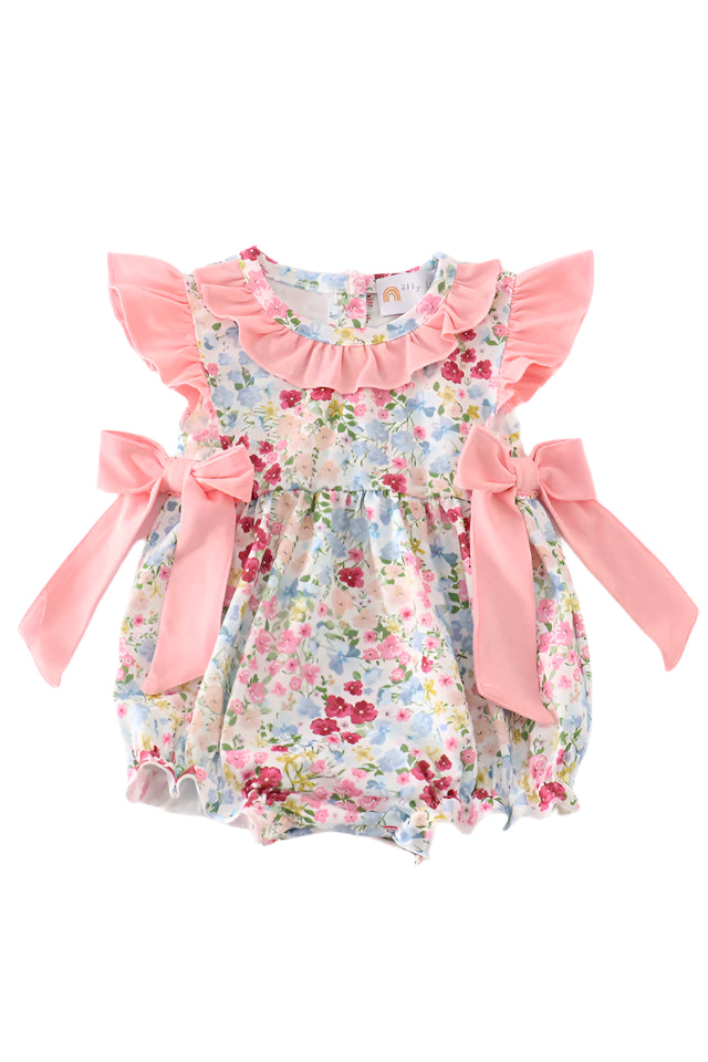 Pink floral print ruffle bubble