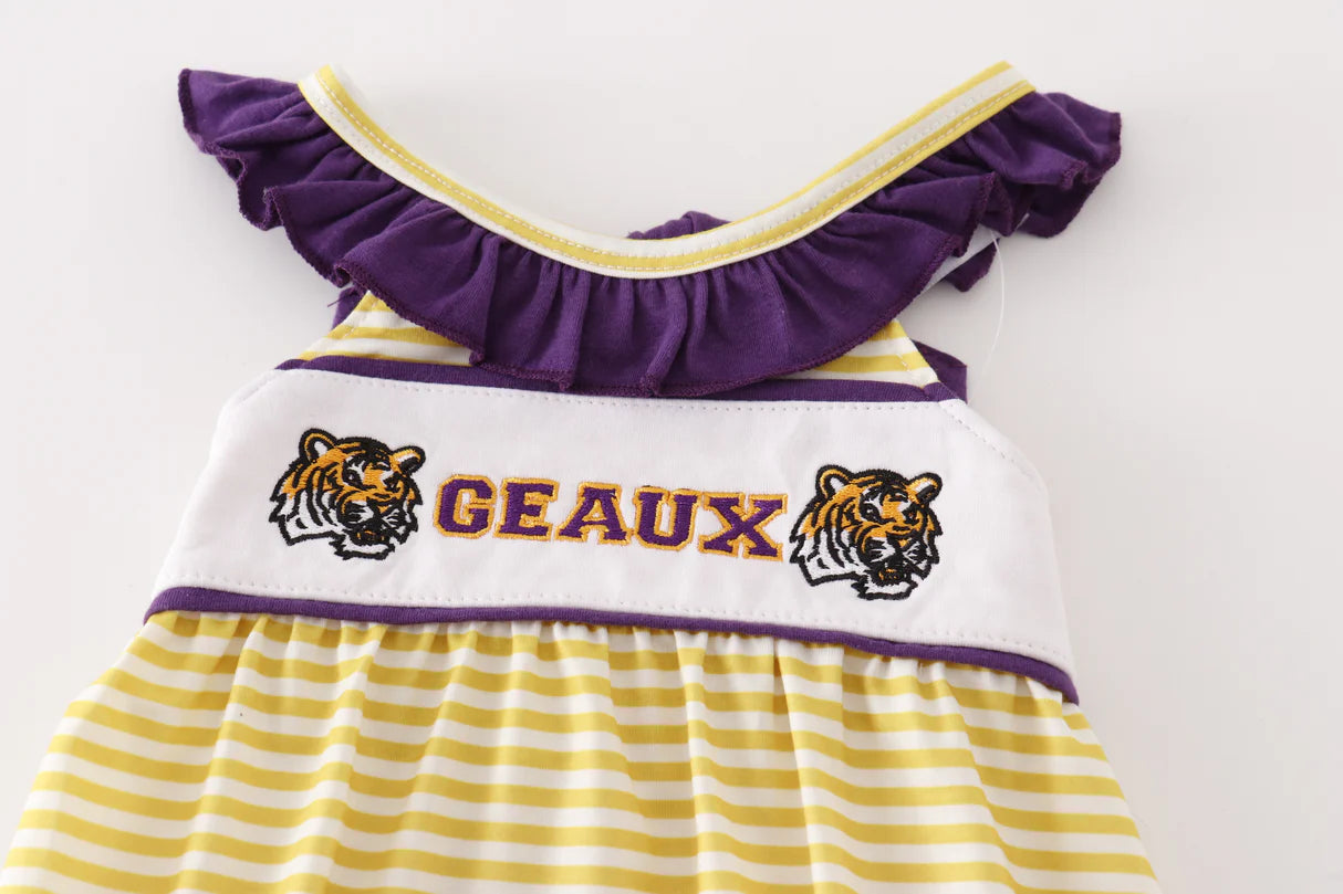Purple gold GEAUX embroidery girl bubble