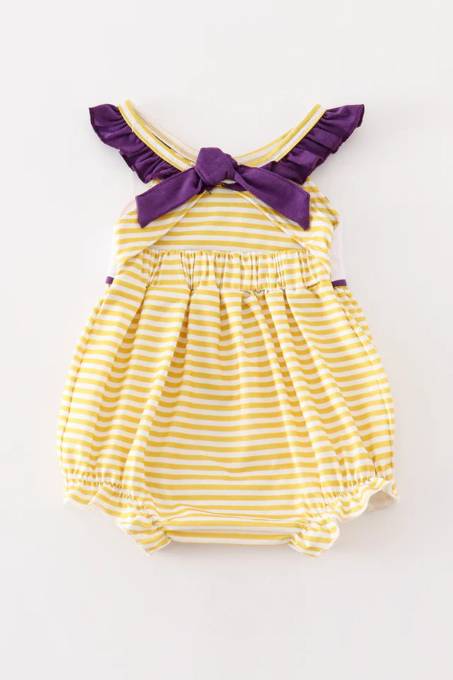 Purple gold GEAUX embroidery girl bubble