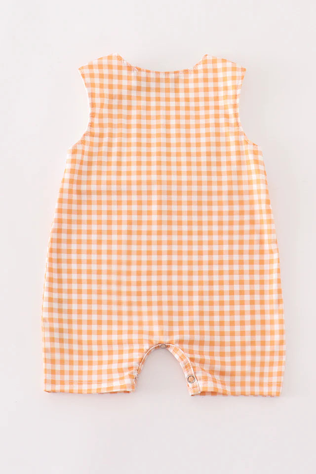 Orange halloween embroidery plaid boy jonjon