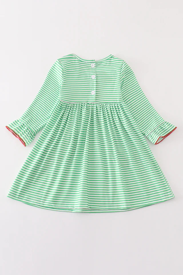 Green christmas grinch embroidery girl dress