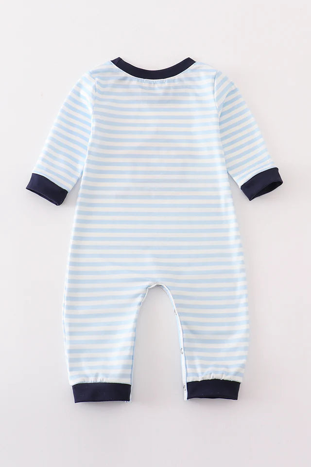 Navy nativity embroidery gingham boy bubble