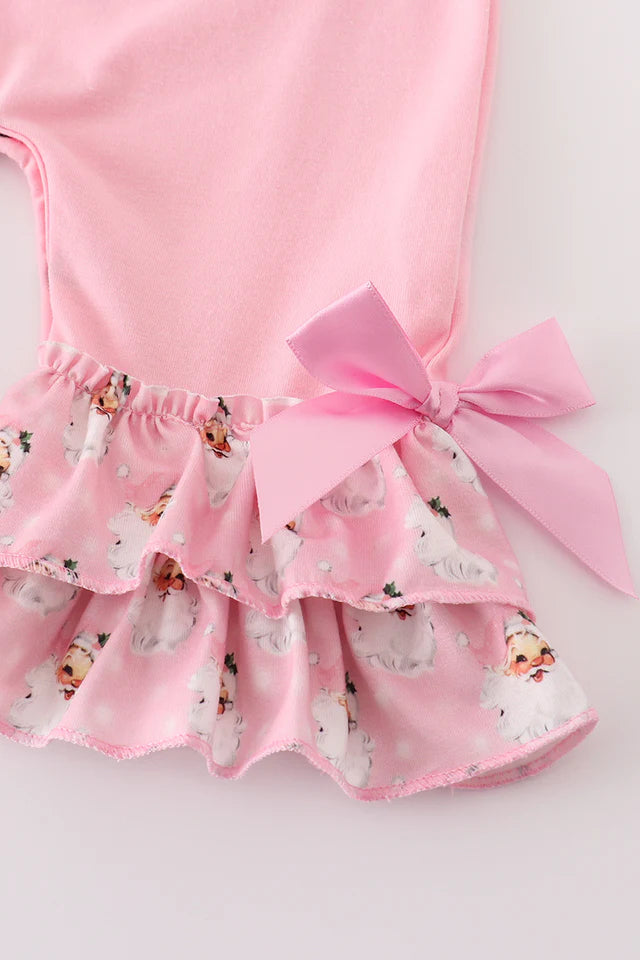 Pink Christmas Santa Claus sequin girl romper