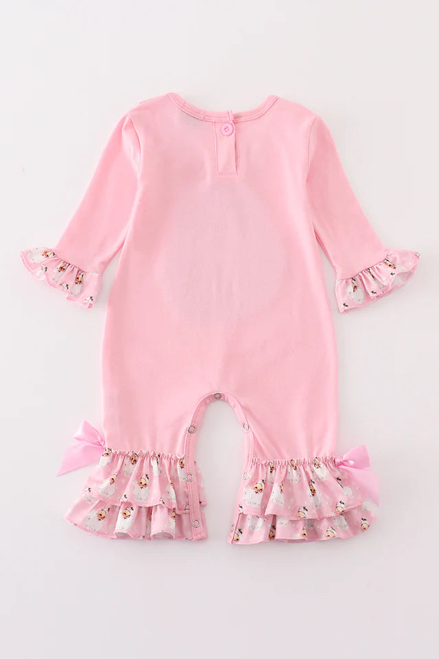 Pink Christmas Santa Claus sequin girl romper