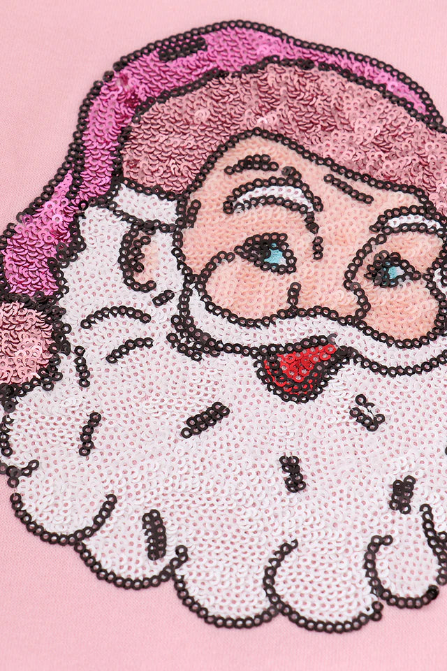 Pink Christmas Santa Claus sequin mom & me sweatshirt