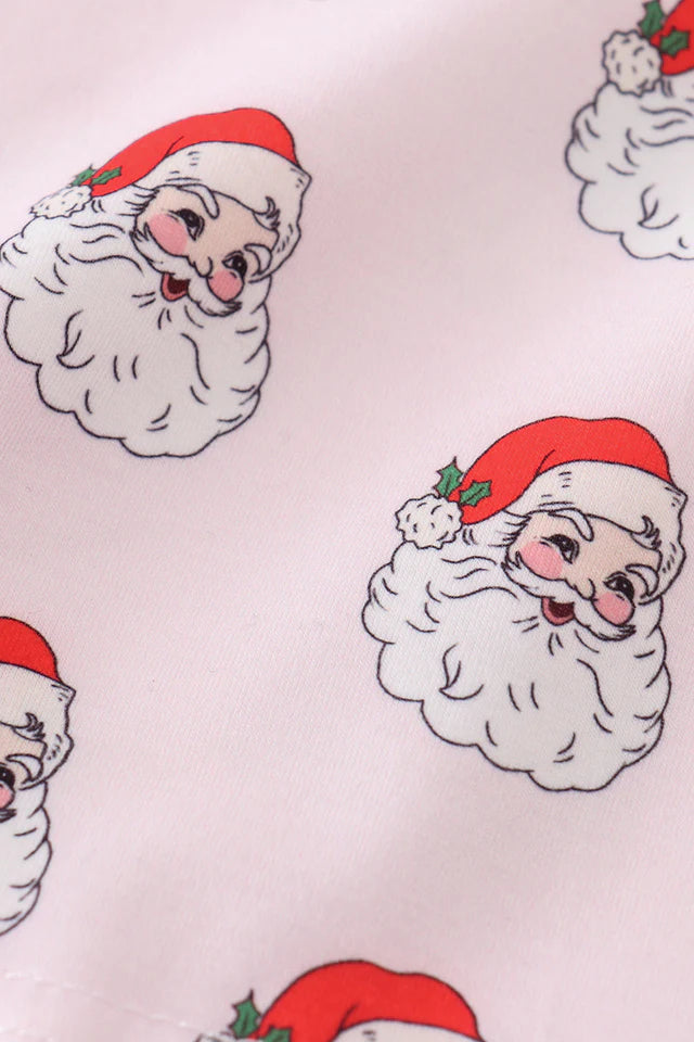 Pink Christmas Santa claus print girl pajamas set