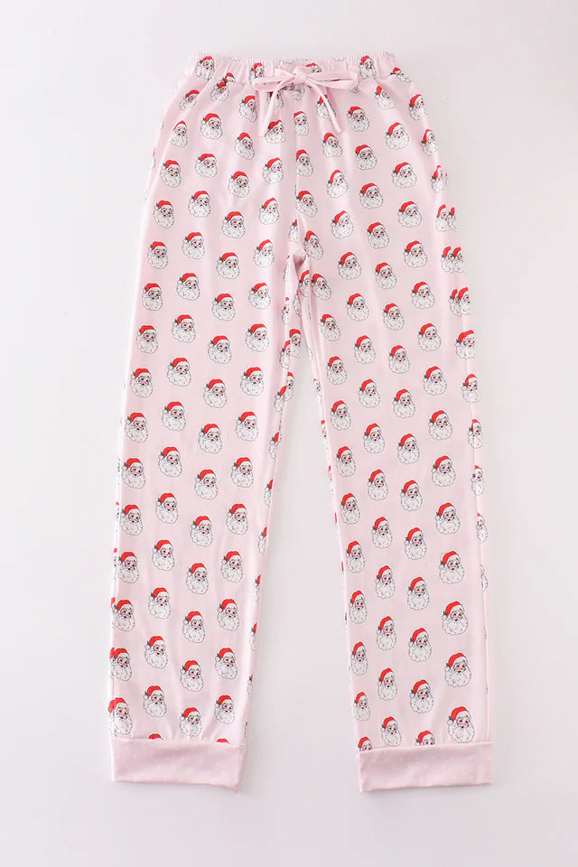 Pink christmas santa claus mom pajamas pants