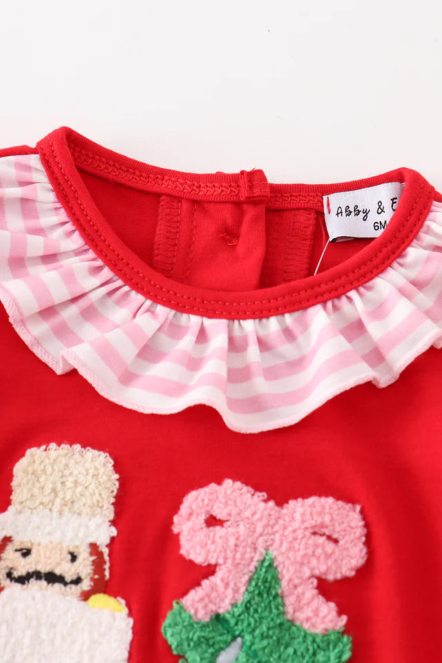 Red christmas nutcracker french knot girl bubble