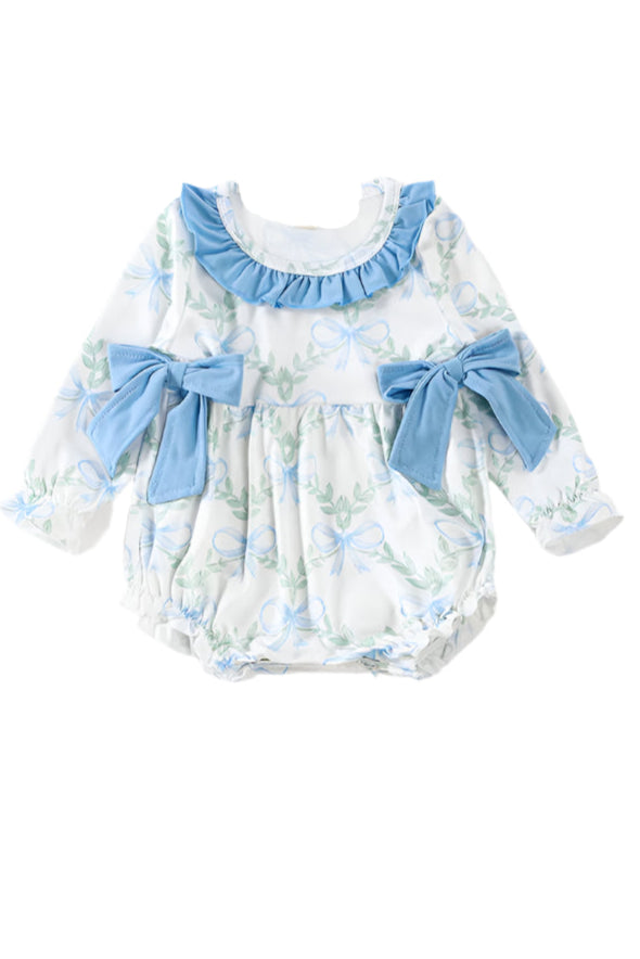 Teal bow floral girl bubble